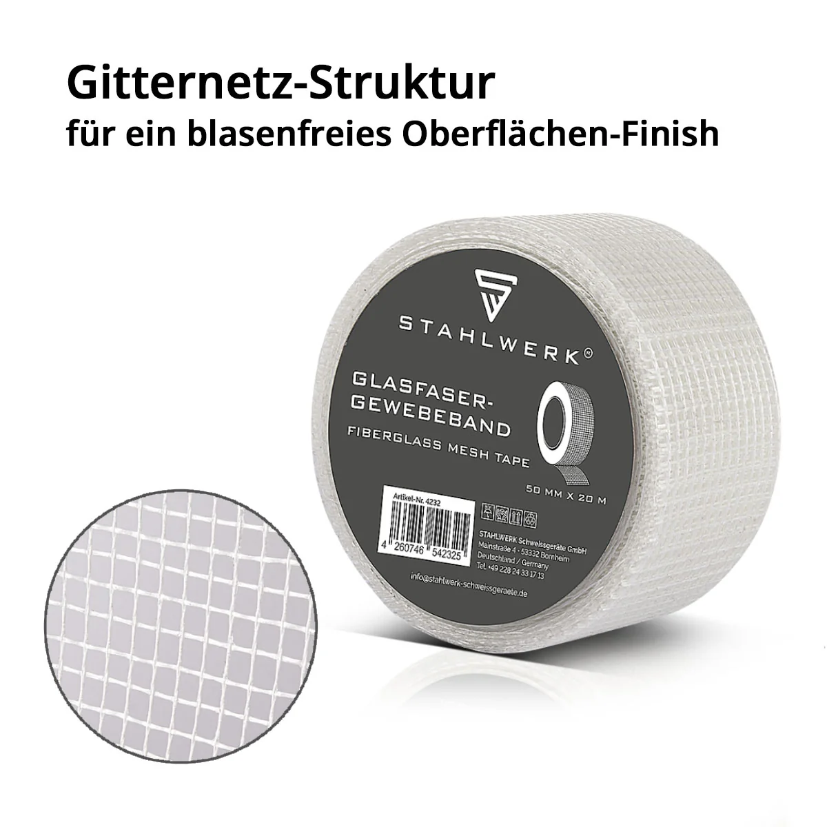 STAHLWERK Glasfaser-Gewebeband 2er Set 20 m x 50 mm, selbstklebendes Trockenbau Fugenband / Fugendeckstreifen / Bewehrungsstreifen mit Gitternetzstruktur für Spachtelarbeiten - Image 2