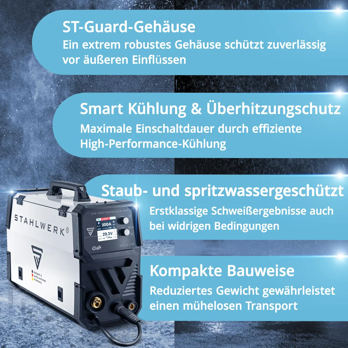 STAHLWERK MIG MAG 200 Doppelpuls Pro Vollausstattung vollsynergisches Schweißgerät mit AK25 Schweißbrenner und AK25 Verschleißteile-Set - Image 7