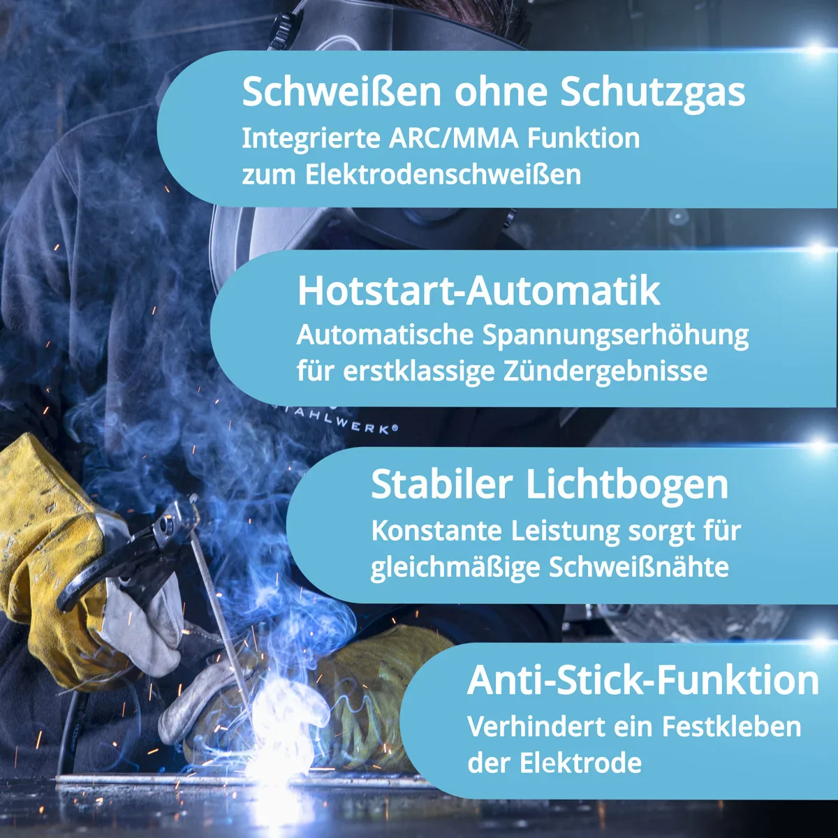 STAHLWERK MIG MAG 200 Doppelpuls Pro Vollausstattung vollsynergisches Schweißgerät mit AK25 Schweißbrenner und AK25 Verschleißteile-Set - Image 8