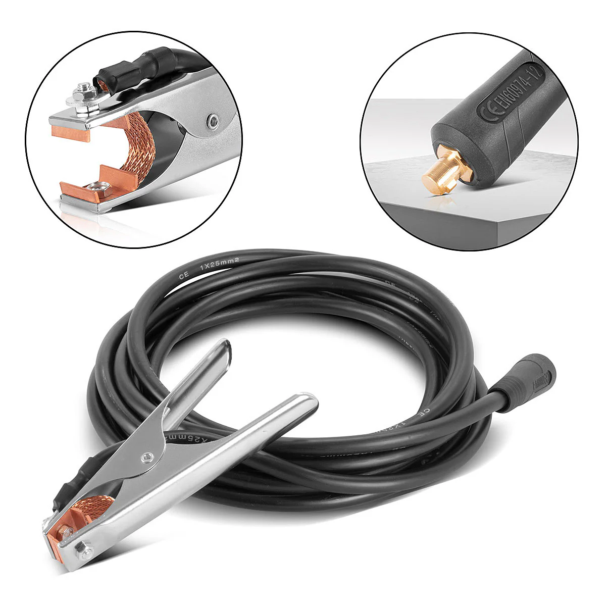 STAHLWERK Massezange bis 300 A Masseklemme | Erdungsklemme inklusive 5 m Schweißkabel | Massekabel mit 25 mm² und 9 mm Stecker - Image 3
