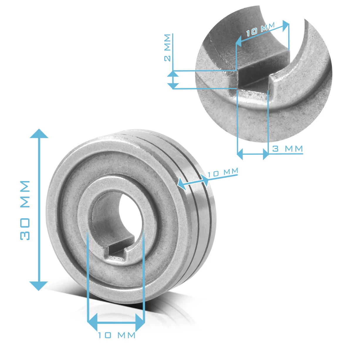 STAHLWERK 2er Set Drahtführungsrolle / Drahtvorschubrolle mit 0,6 / 0,8 mm V-Profil und 1,0 / 1,2 mm U-Profil zum Schweißen von Aluminium, Fülldraht und Massivdraht mit MIG MAG Schweißgeräten - Image 2
