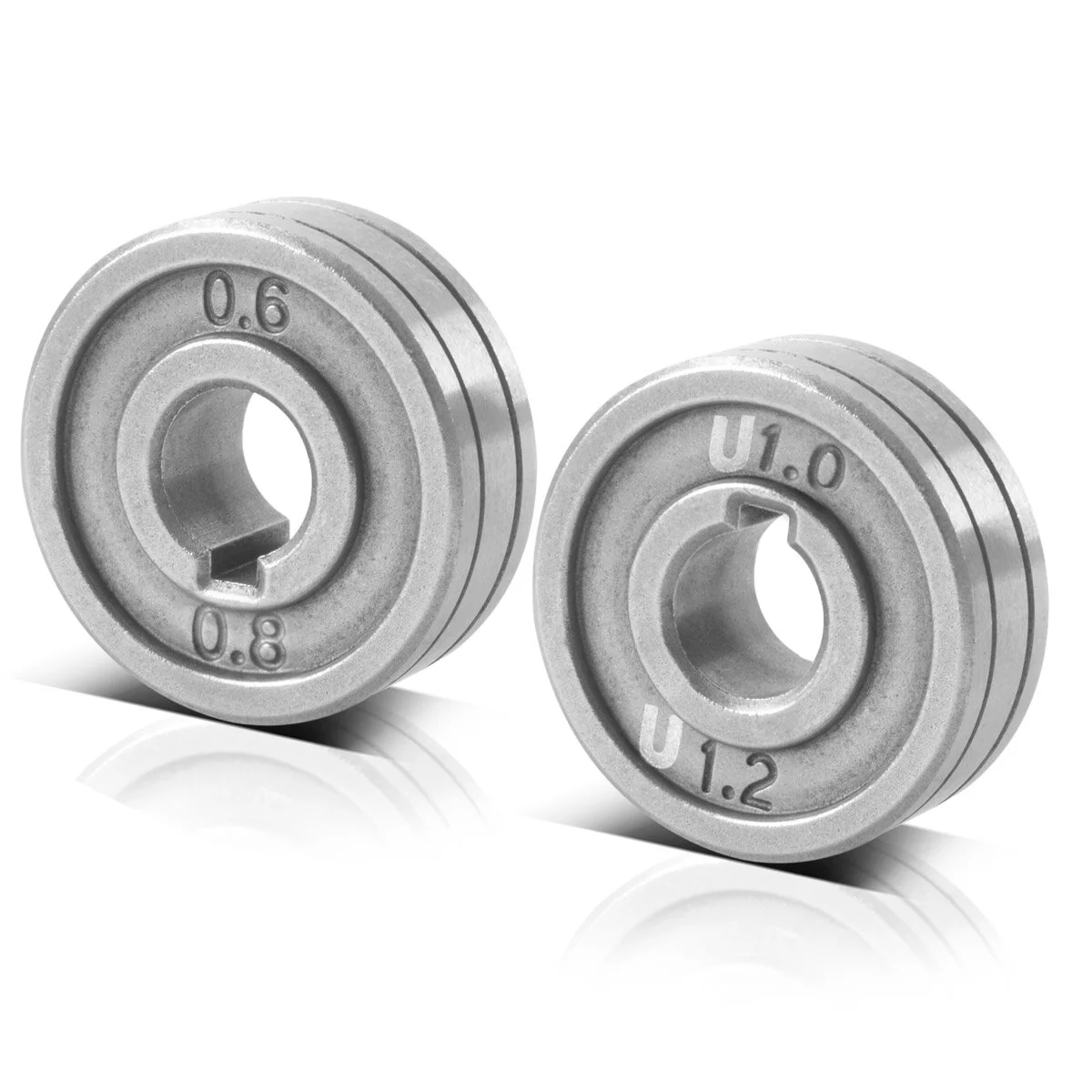 STAHLWERK 2er Set Drahtführungsrolle / Drahtvorschubrolle mit 0,6 / 0,8 mm V-Profil und 1,0 / 1,2 mm U-Profil zum Schweißen von Aluminium, Fülldraht und Massivdraht mit MIG MAG Schweißgeräten - Image 3
