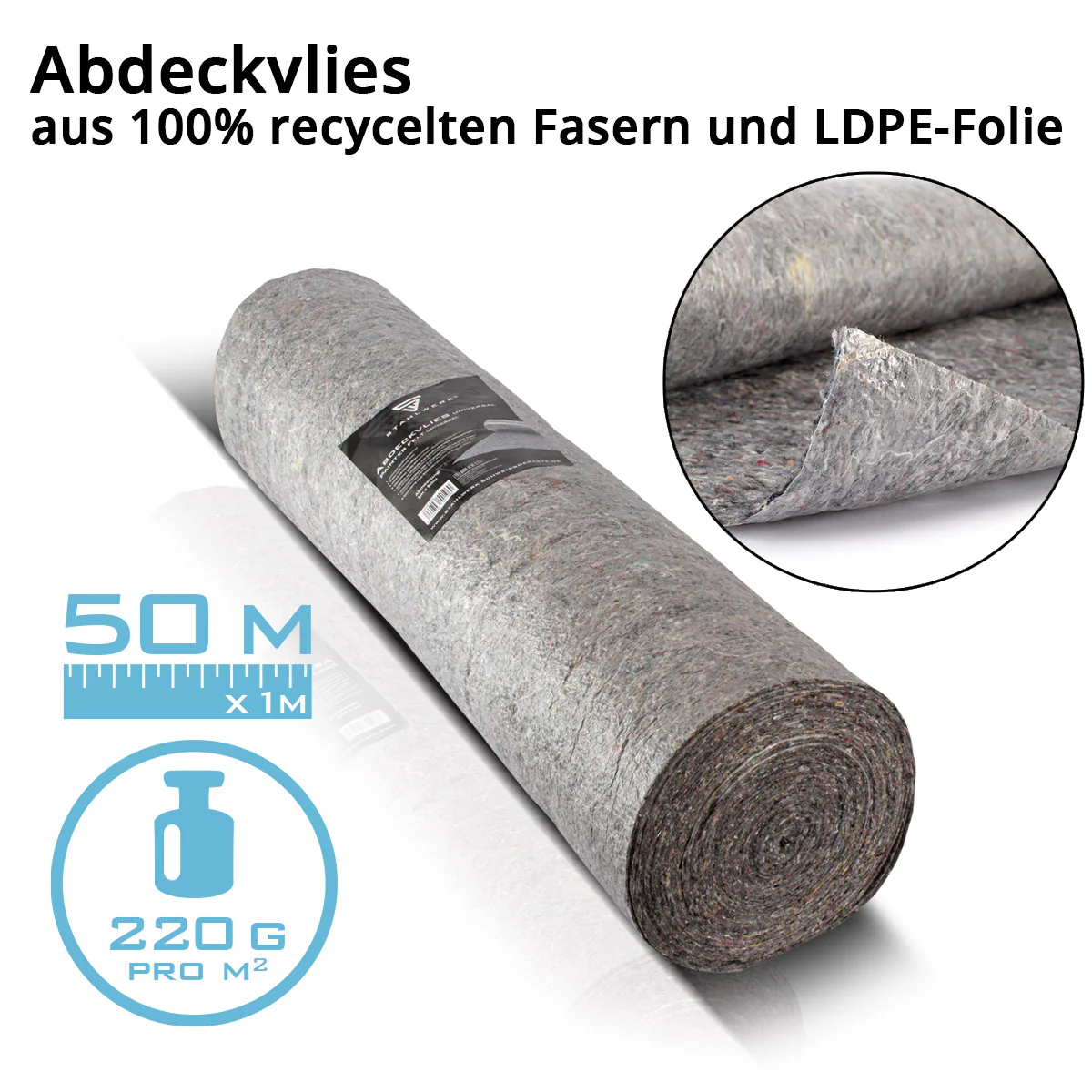 STAHLWERK Malervlies und Staubschutztür Set | Universal-Abdeckvlies | Malervlies mit rutschhemmender Oberfläche, 50 m 220 g Staubschutztür U-Form Staubtür / Schmutzschleuse mit integriertem Reißverschluss, inklusive Kreppband - Image 4