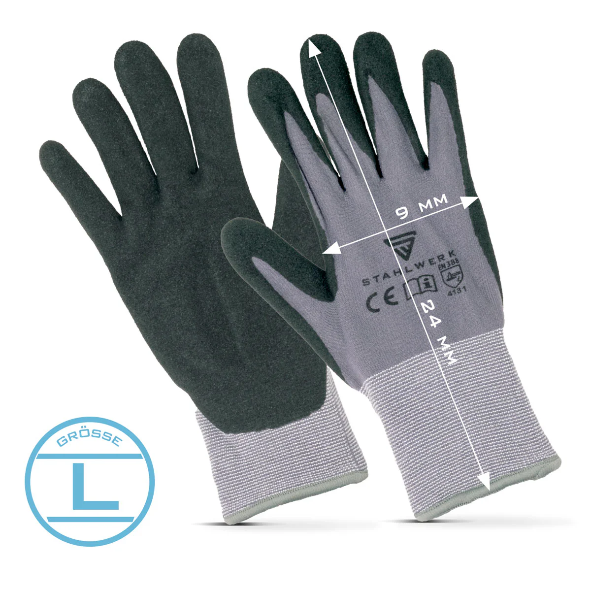 STAHLWERK Arbeits- und Montagehandschuhe Größe L 10er Pack / Schutzkleidung / robust und strapazierfähig aus Nitrilkautschuk - Image 5