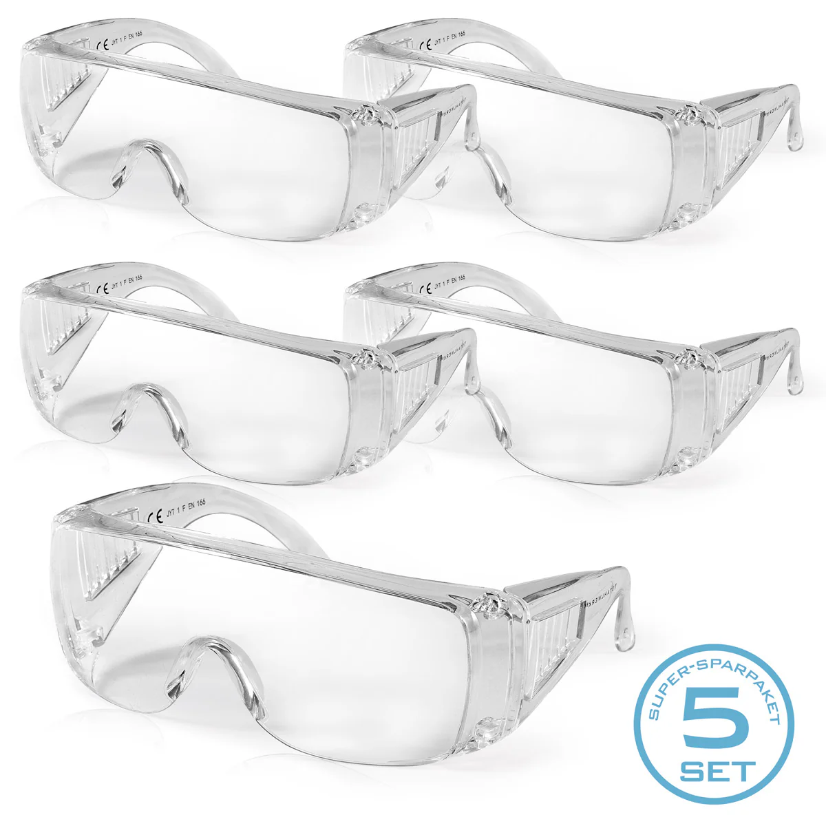 STAHLWERK Kratzfeste Schutzbrillen im 5er Set Überbrille / Perfekte Ergänzung zur Arbeitsschutzausrüstung