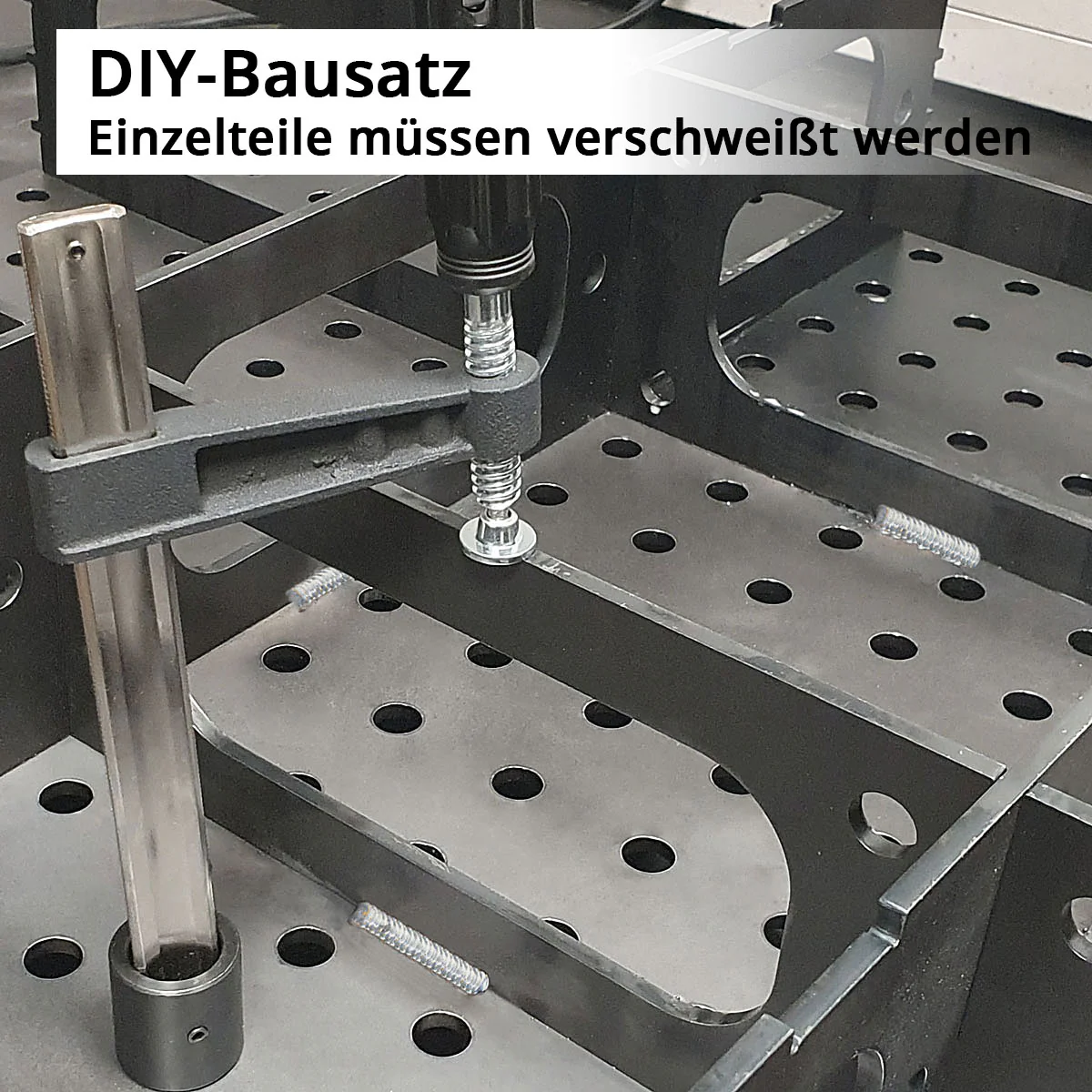 STAHLWERK 3D Schweißtisch Set, Montagetisch mit D16 Lochsystem und 6 mm Arbeitsplatte als DIY-Bausatz im 12-teiligen Set mit Variablem Anschlag, Schraubzwinge, Anschlagbolzen mit Abhebesicherung, Spannbolzen - Image 3