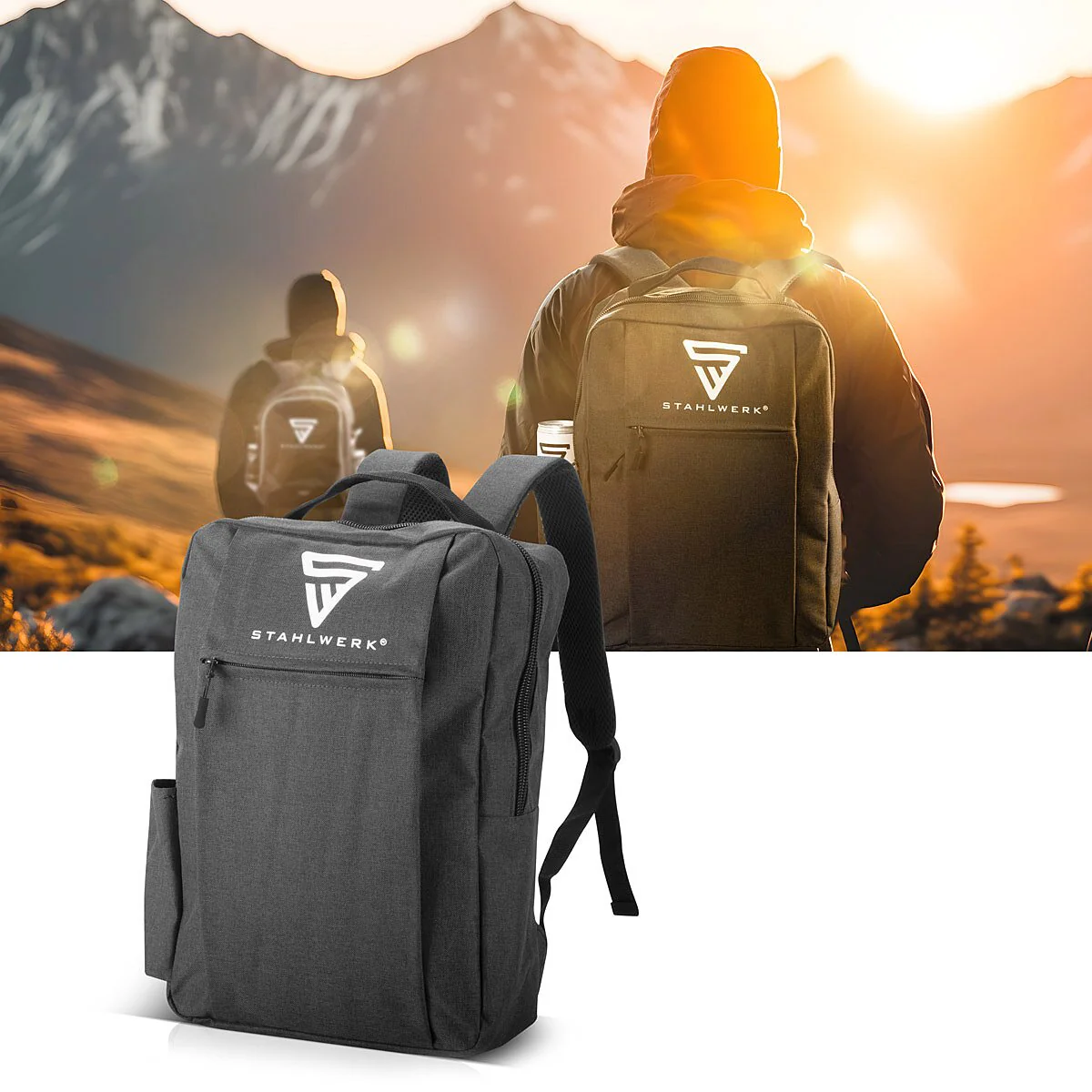 STAHLWERK Multifunktionaler Laptoprucksack | Notebookrucksack | Rucksack aus robustem Polyester, Arbeitsrucksack mit gepolstertem 15,6" Laptopfach und vielen Staufächern - Image 9