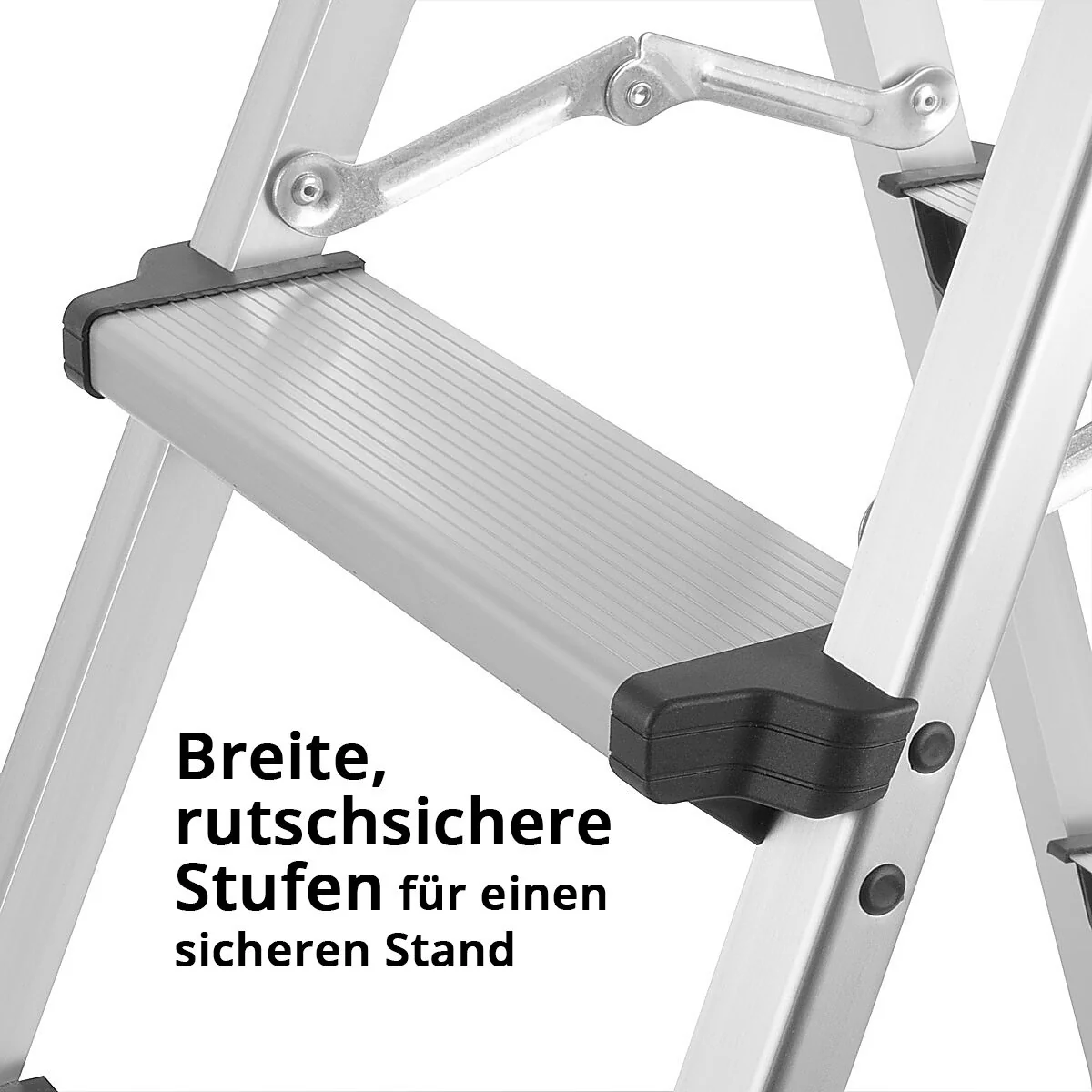 STAHLWERK Alu-Trittleiter ALT-150 ST bis 150 kg, 3 Stufen, Standhöhe 72 cm, Aluminium-Leiter | Klappleiter | Klapptritt | Mehrzweckleiter | Stehleiter mit rutschfesten Sprossen - Image 5