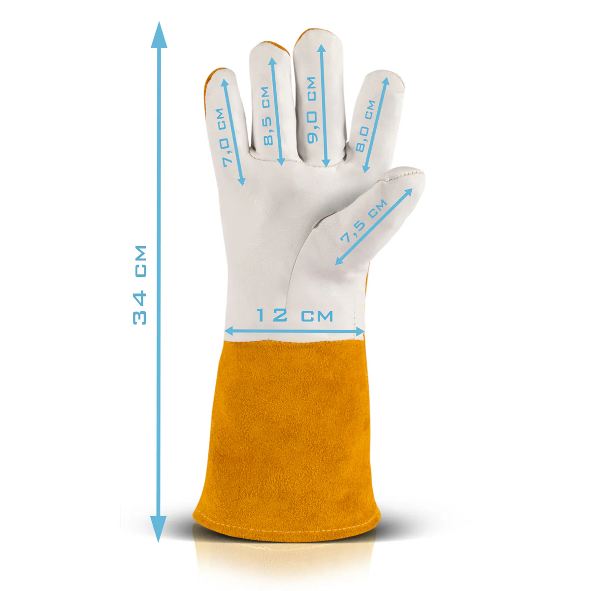 STAHLWERK Schweißerhandschuhe + WIG Finger Set, robuste und hitzebeständige Schutzhandschuhe aus Echtleder inklusive Hitzeschutz aus Kevlargewebe für alle Schweiß- und Schneidarbeiten - Image 2