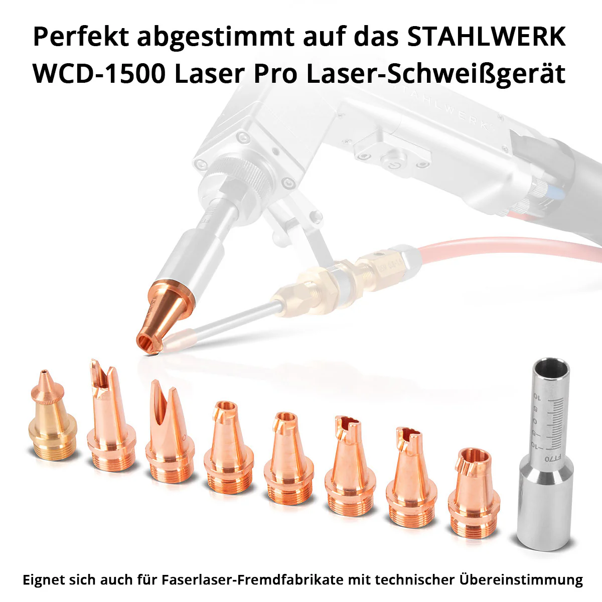 STAHLWERK Laser-Düsen 9er Set Profi-Zubehör für Laser-Schweißbrenner | Laser-Schweißgeräte mit 7 Schweißdüsen, 1 Schneiddüse und 1 Düsenträger inklusive Schutzbox - Image 4