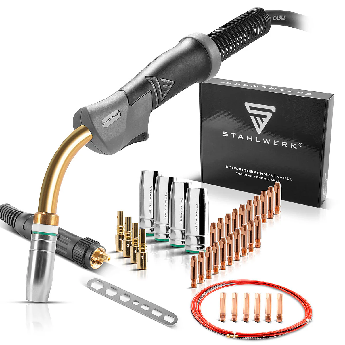 STAHLWERK MIG MAG Alu-Set für AK25/MB25 Schweißbrenner und Schlauchpaket inklusive 28-teiliges Verschleißteile-Set zum Schweißen von Aluminium - Image 3