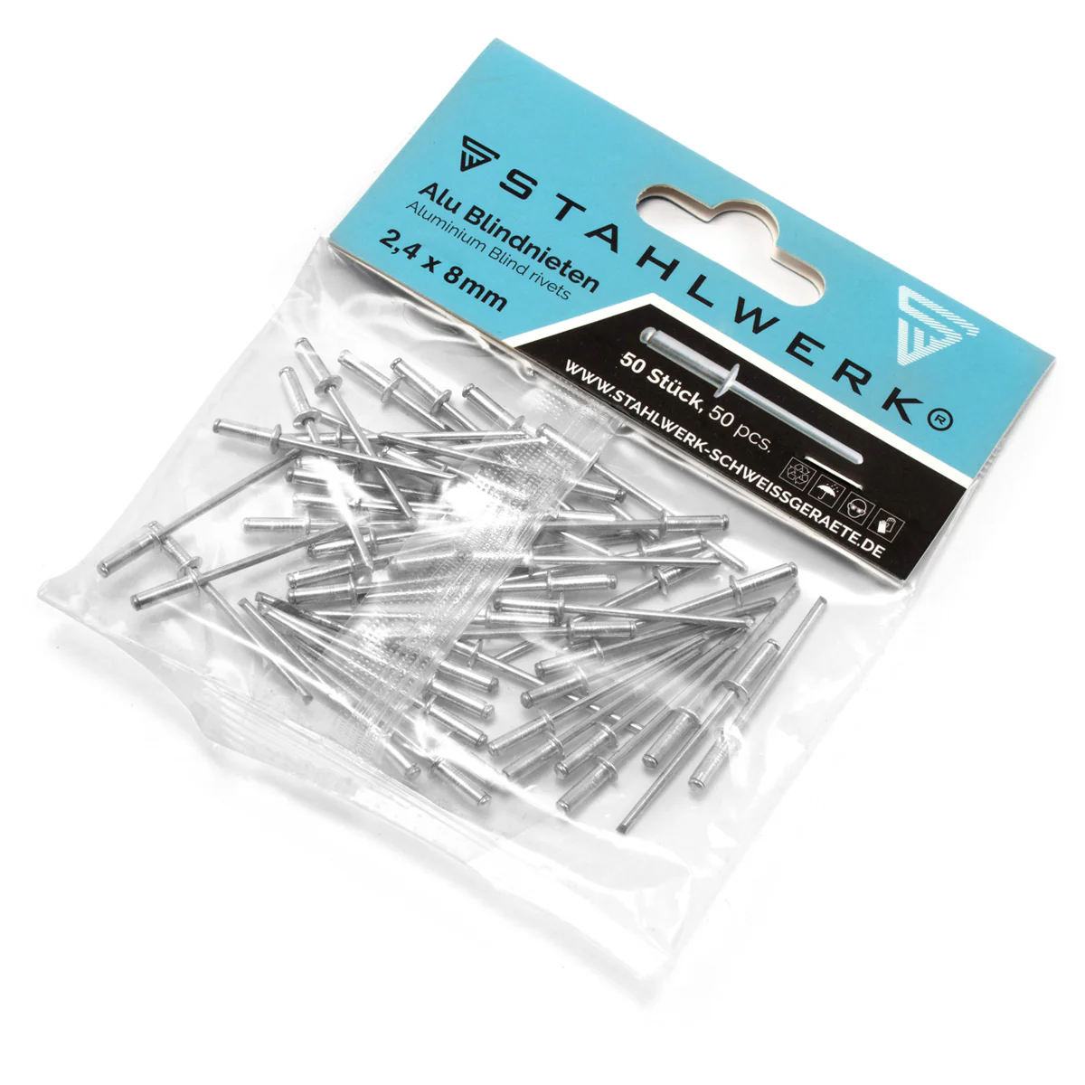 STAHLWERK 2er Set Alu-Blindnieten 2,4 x 8 mm + 3,2 x 10 mm - je 50 Stück - Image 2