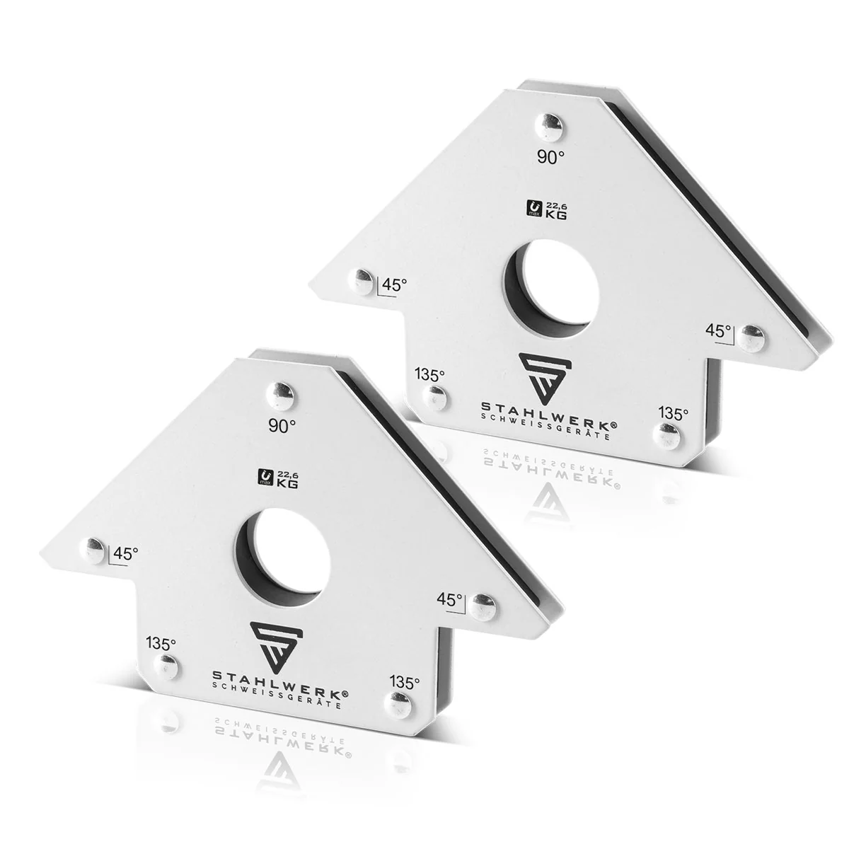 STAHLWERK 2 × Magnet-Schweißwinkel Magnetwinkel Schweißmagnet 45° x 90° x 135°, 22,6 kg / 50 lbs - Image 3