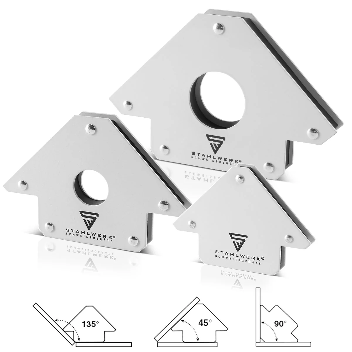 STAHLWERK 3 × Magnetwinkel Schweißwinkel 11,3 + 22,6 + 34 kg / 25 + 50 + 75 lbs - Image 3