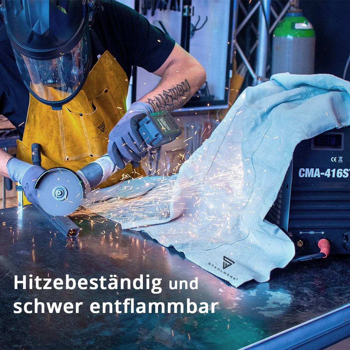 STAHLWERK Schweißerschutzdecke / Schweißerdecke / Spritzschutzdecke / Schweißermatte aus Echtleder 140 x 200 cm - Image 7