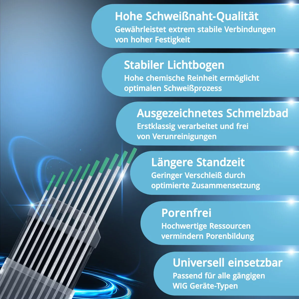 STAHLWERK Wolframelektroden / Schweißelektroden WP Grün im praktischen Set 5 x 1,6 mm + 5 x 2,4 mm x 175 mm - Image 3