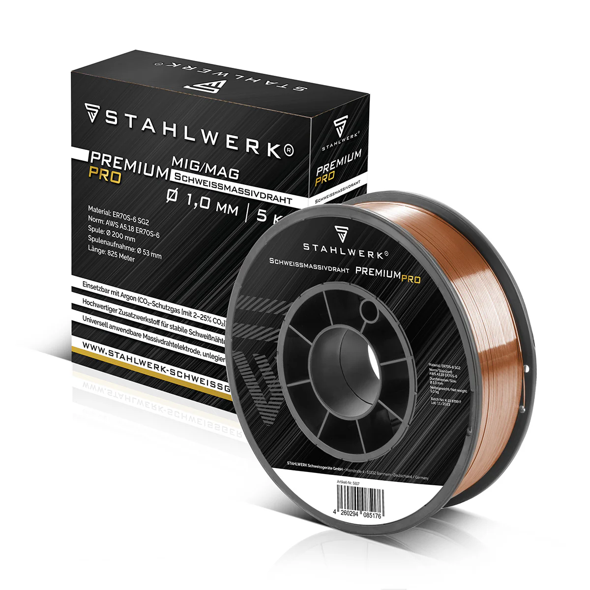 STAHLWERK MIG MAG Premium Schweißdraht ER70S-6 SG2 Ø 1,0 mm S200/D200 Drahtrolle 5 kg - Image 3
