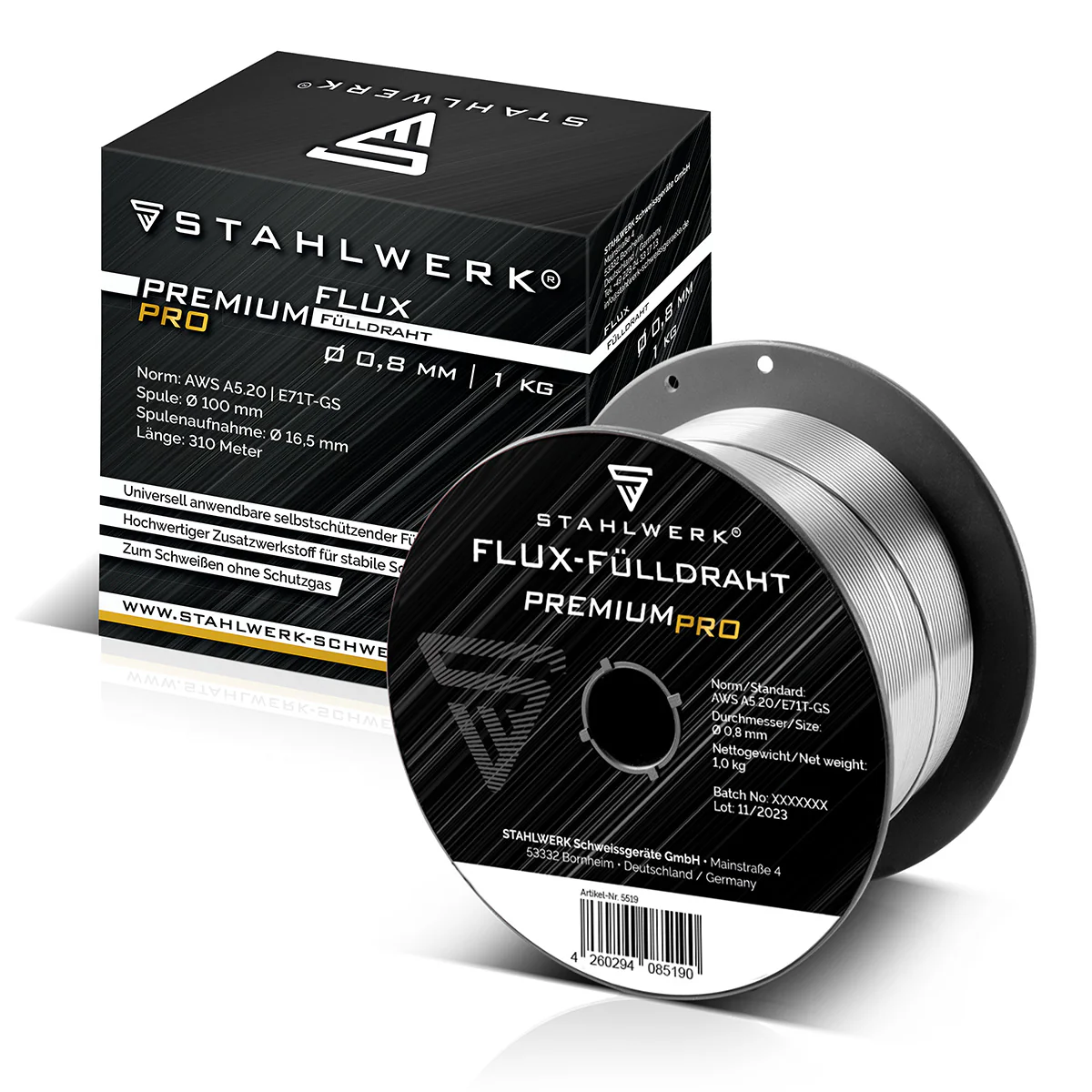 STAHLWERK MIG MAG Premium Schweißdraht - Fülldraht E71T-GS Ø 0,8 mm S100/ D100 Drahtrolle mit 1 kg / Flux-Fülldraht - Image 3