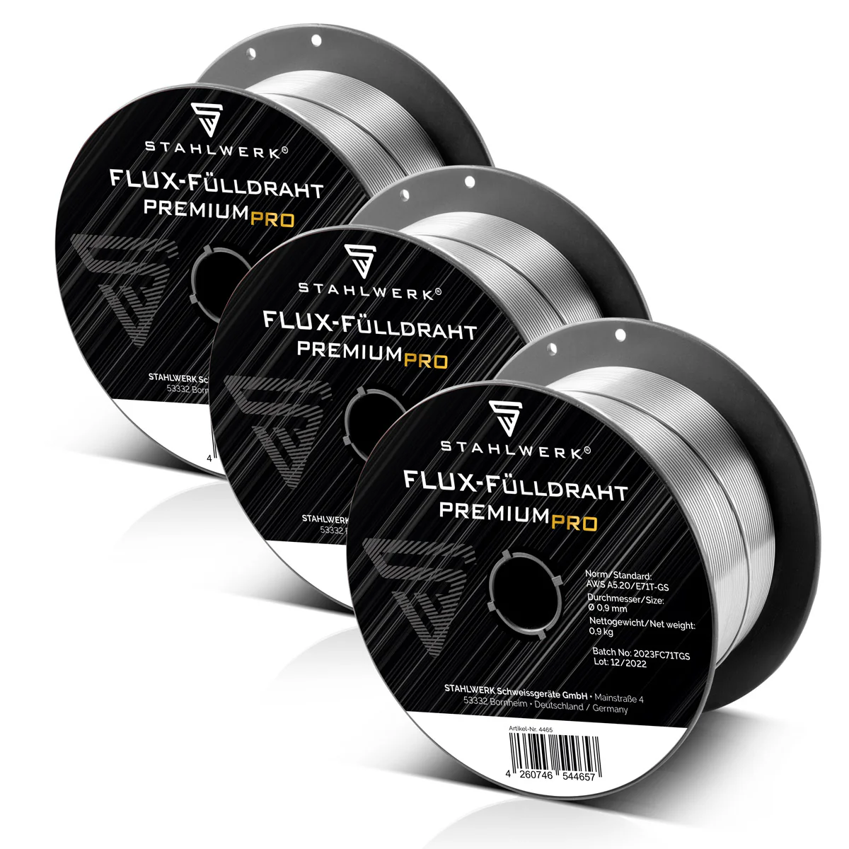 STAHLWERK MIG MAG Premium Schweißdraht - Fülldraht 3er Set E71T-GS Ø 0,9 mm S100/ D100 Drahtrolle mit 0,9 kg / Flux-Fülldraht - Image 3