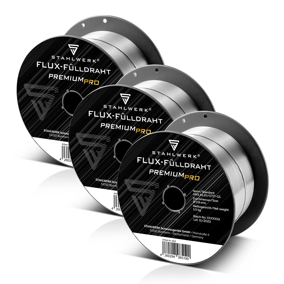 STAHLWERK 3 x MIG MAG Premium Schweißdraht  - Fülldraht E71T-GS Ø 0,8 mm S100/ D100 Drahtrolle 1 kg / Flux-Fülldraht - Image 3