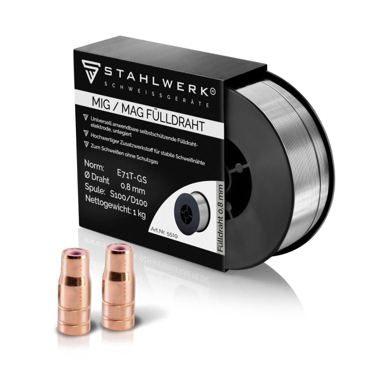 STAHLWERK Veschleißteile Set aus Fülldrahtdüse 2er Pack + Fülldraht 1 kg 0,8 mm - Image 3
