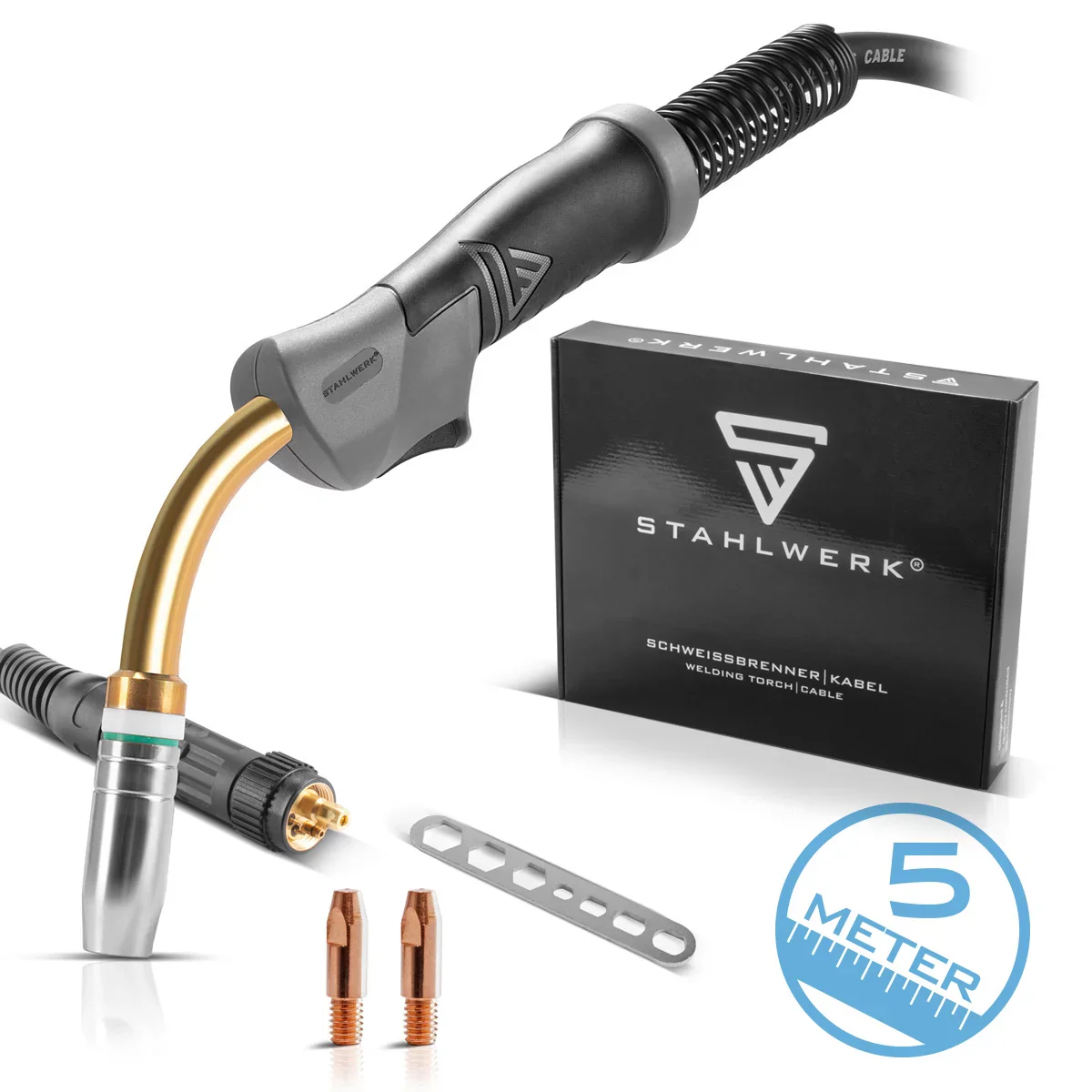 STAHLWERK MIG MAG-Schweißbrenner AK25/MB25 mit 5 Meter Schlauchpaket / Brenner für MIG MAG Schweißgeräte