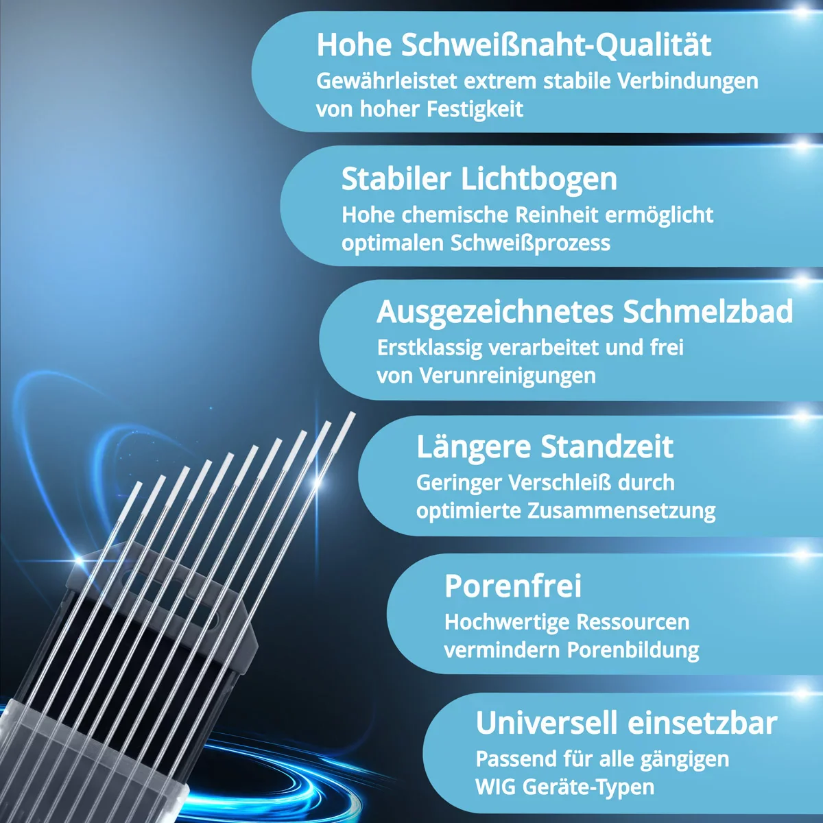 STAHLWERK Wolframelektroden / Schweißelektroden 1,6 x 175 mm WZ8 Weiß im praktischen 10er Set - Image 3