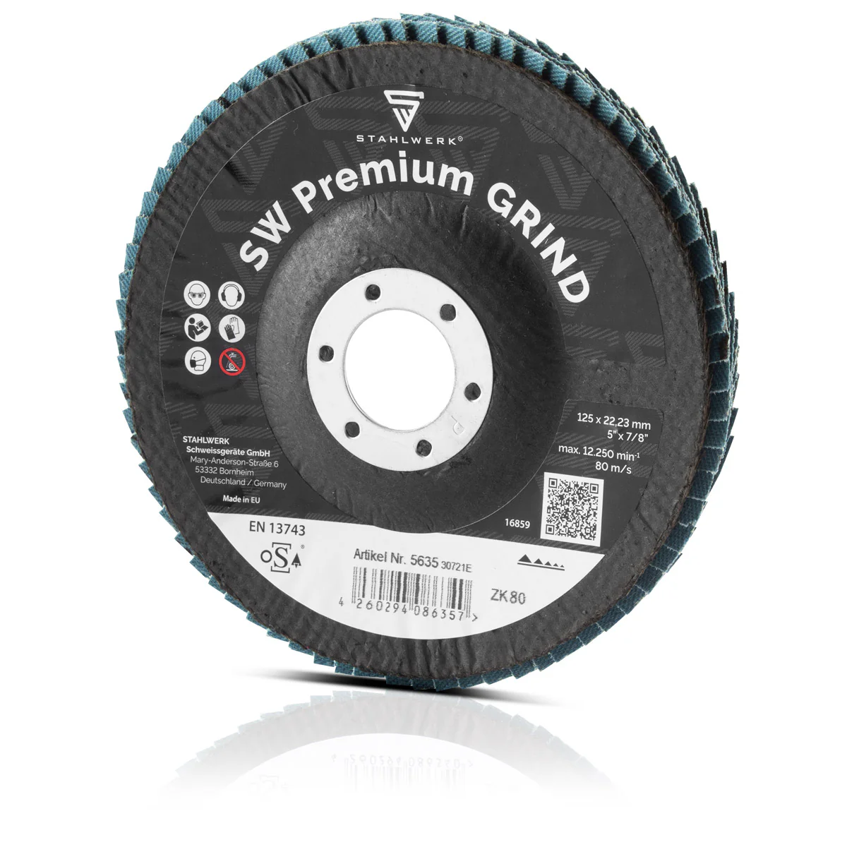 STAHLWERK PREMIUM GRIND P80 Fächer- und Lamellenscheibe Schleifscheibe Ø125 mm 10er Set - Image 3