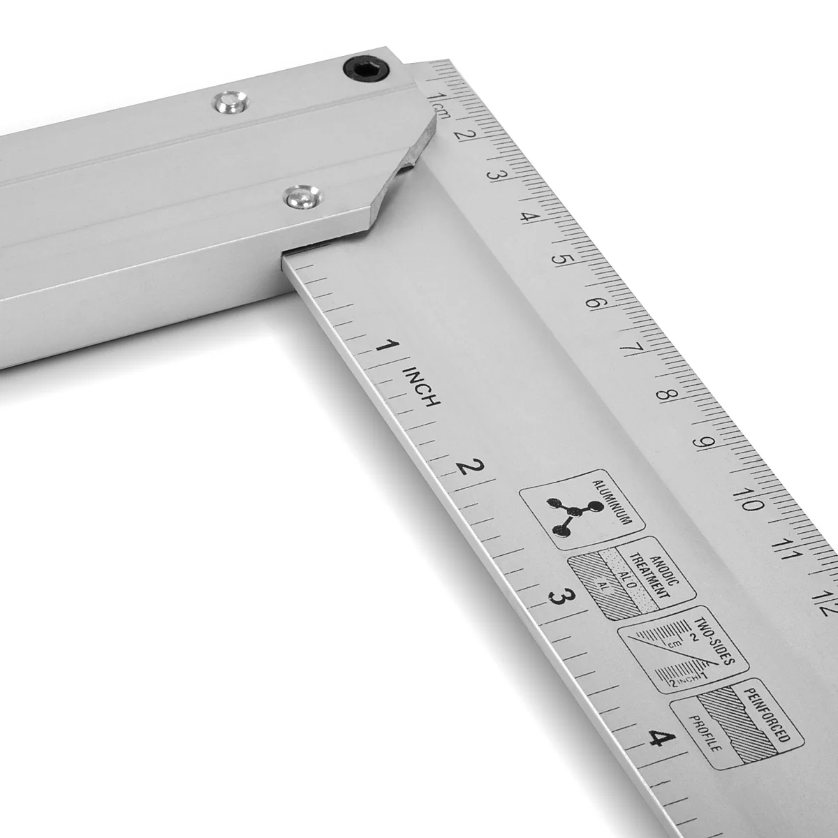 STAHLWERK Aluminium Anschlagwinkel Messwinkel Zimmermannswinkel 400 mm Winkel mit cm und Zoll genietet - Image 3