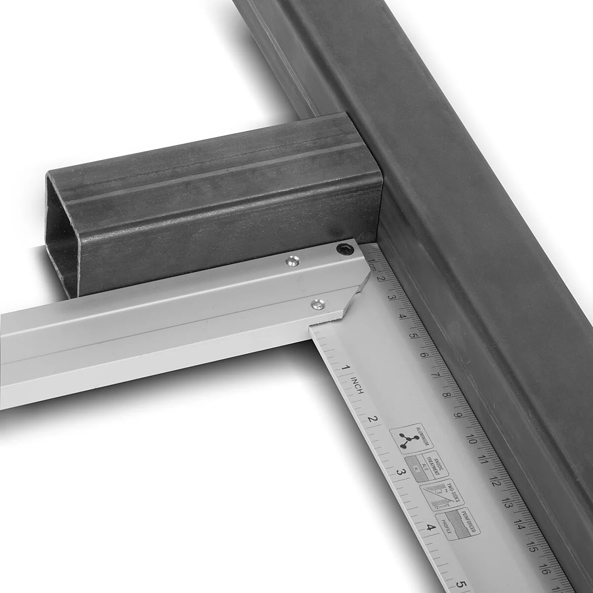 STAHLWERK Aluminium Anschlagwinkel Messwinkel Zimmermannswinkel 400 mm Winkel mit cm und Zoll genietet - Image 7