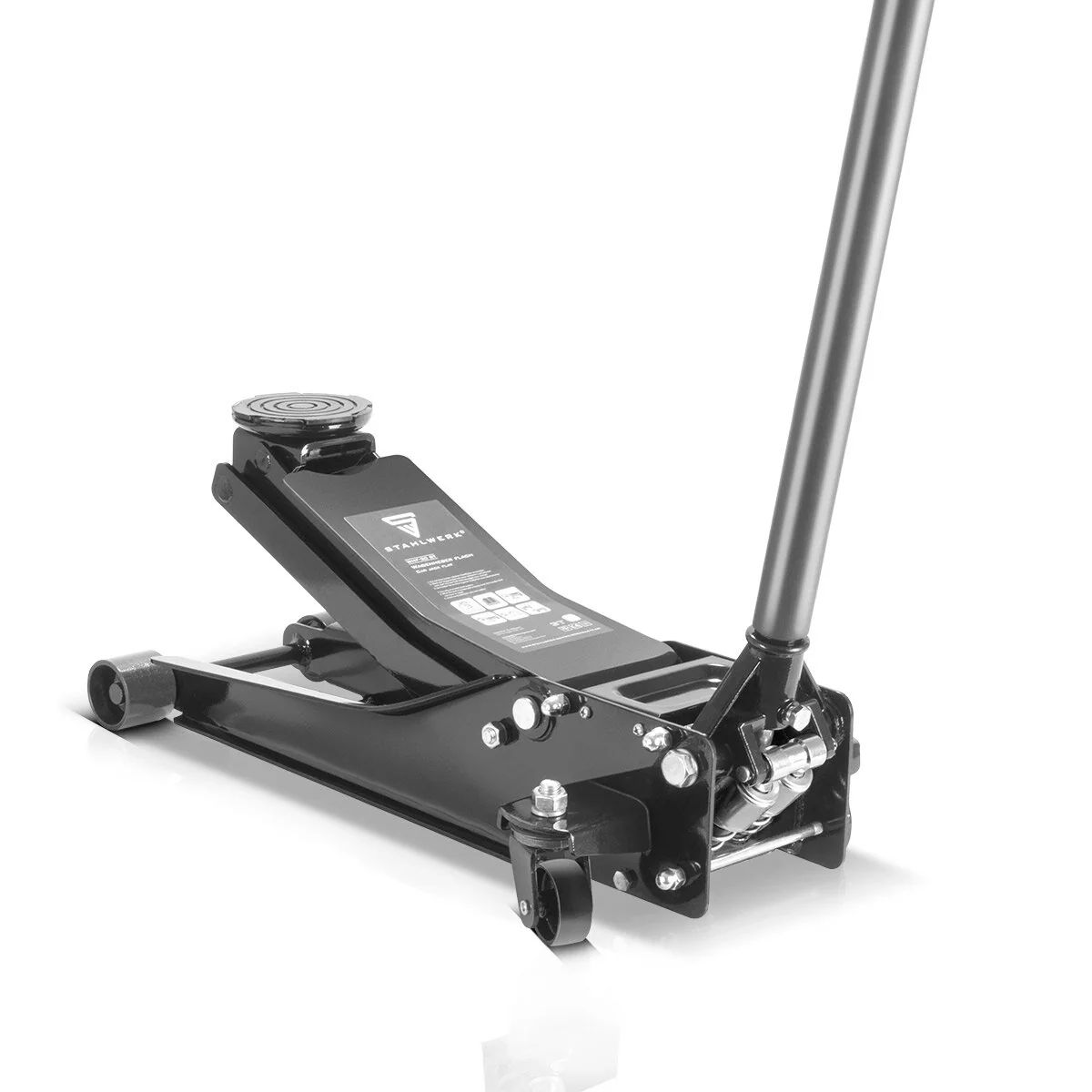STAHLWERK Hydraulischer Wagenheber WHF-30 ST mit 3 t Tragkraft und Doppelhubkolben, Hubbereich 75-510 mm extra flacher Rangierwagenheber | Autoheber für Kfz Reifenwechsel - Image 3