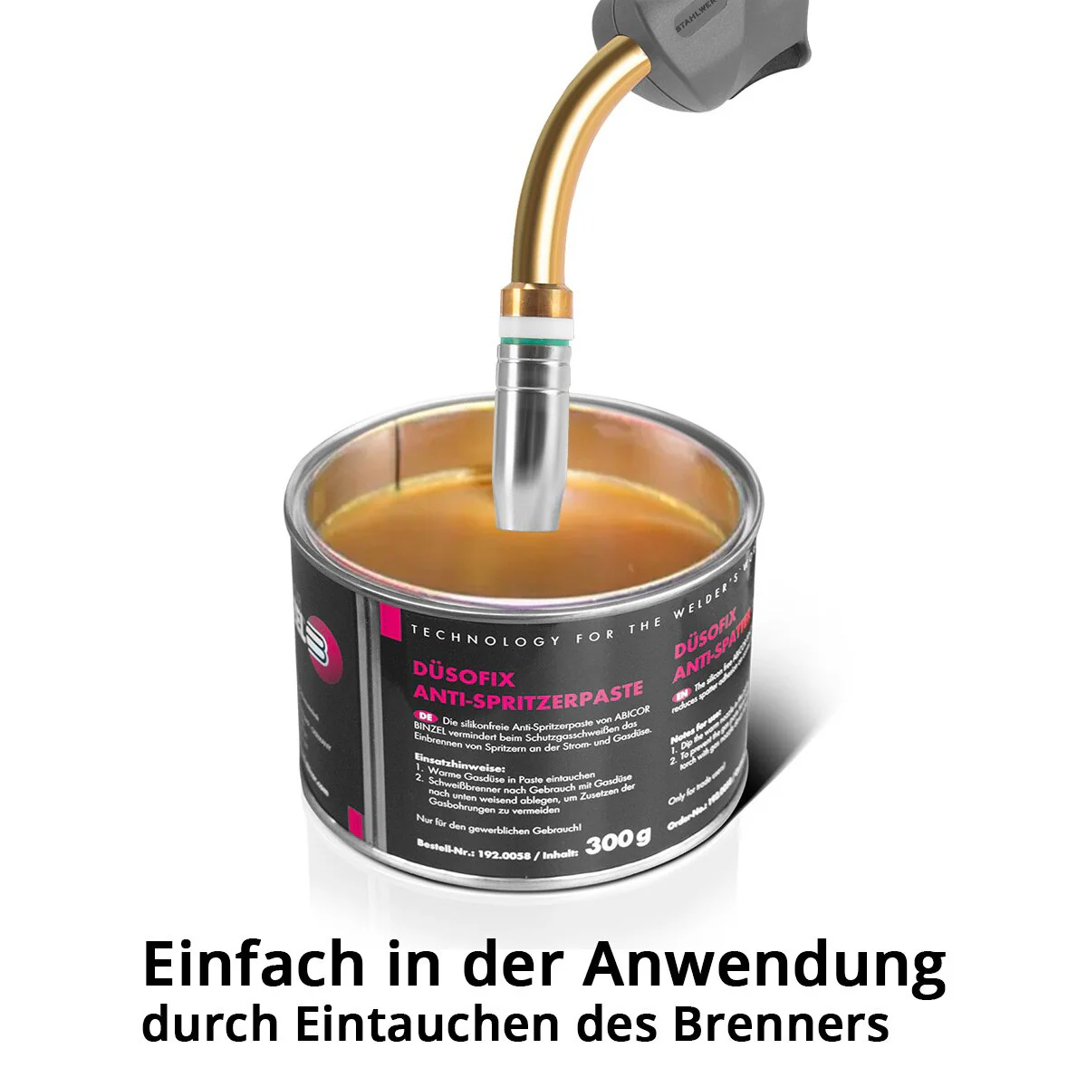 ABICOR BINZEL Düsofix 2er Set 300 g Schweißschutzpaste | Schweißtrennmittel | Spritzerschutzpaste zum professionellen Schutz von Schweißbrenner, Gasverteiler sowie Gas- und Stromdüsen - Image 5