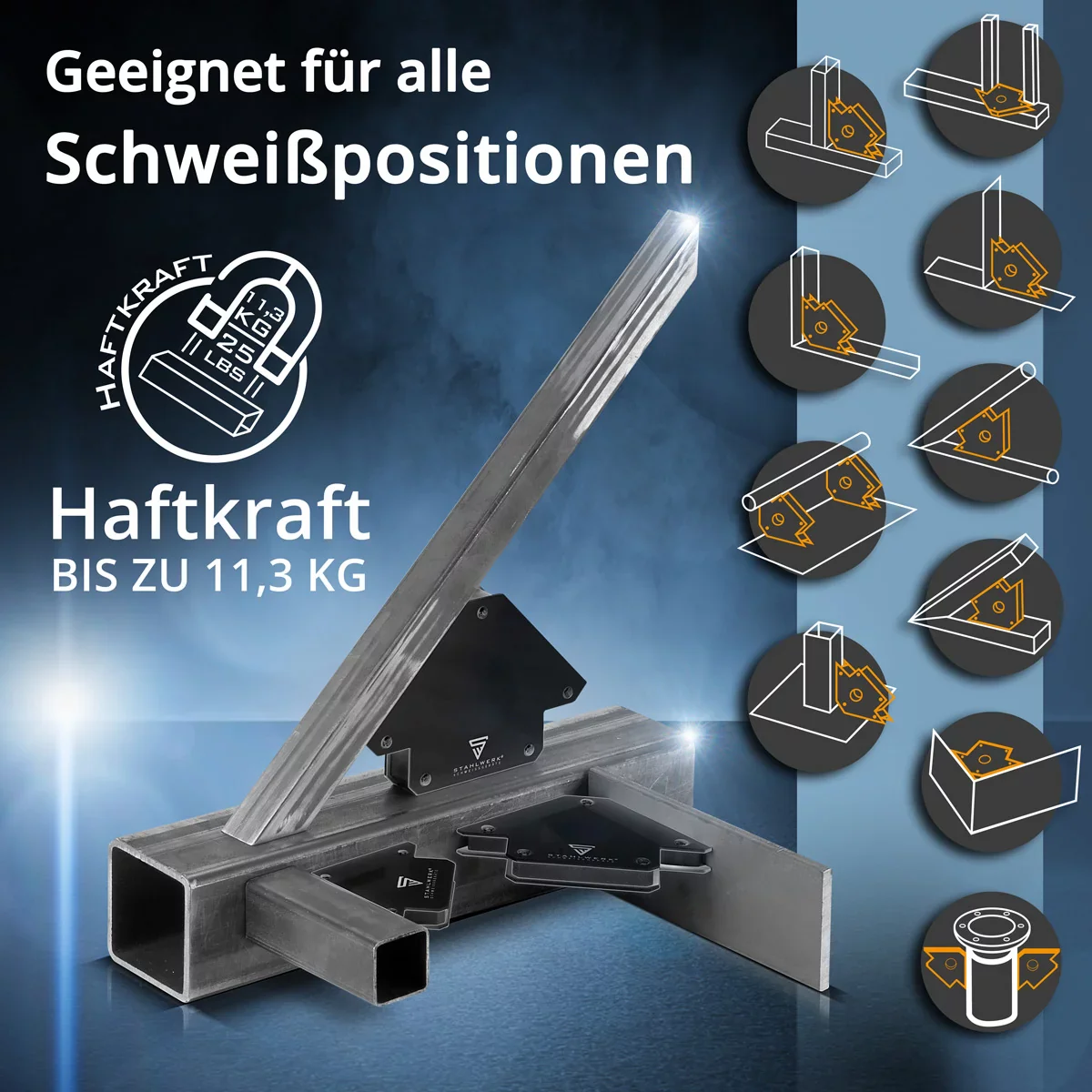 STAHLWERK 12er Set Schweisswinkel Magnet 11,3kg 25lbs Schweissmagnet - Image 2