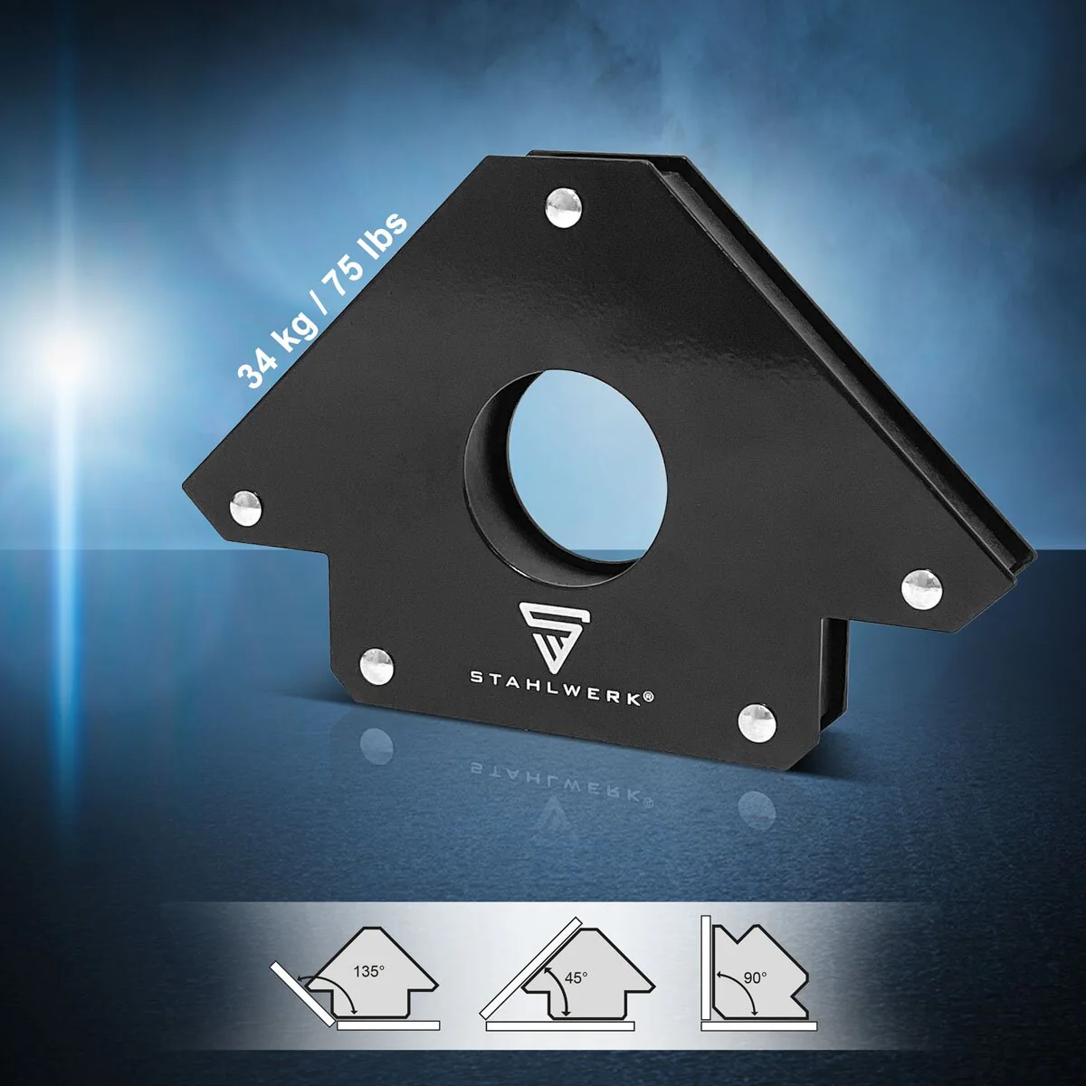 STAHLWERK 2er Set Magnet-Schweißwinkel 34 kg | 75 lbs praktischer Schweißmagnet | Magnetwinkel | Schweißpositionierer mit starker Haftkraft - Image 4