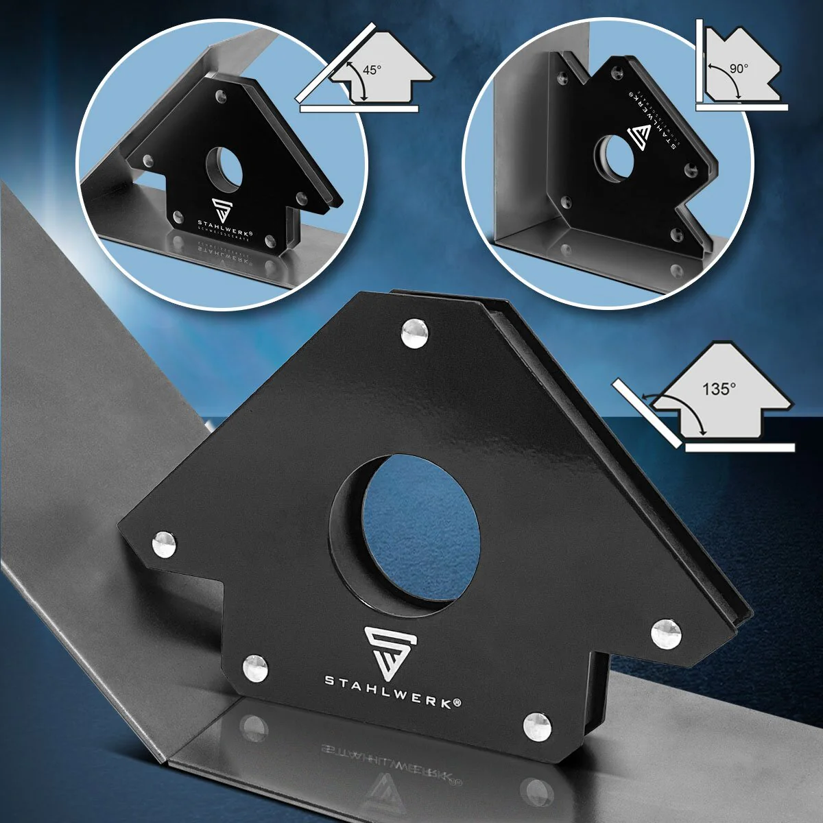 STAHLWERK 2er Set Magnet-Schweißwinkel 34 kg | 75 lbs praktischer Schweißmagnet | Magnetwinkel | Schweißpositionierer mit starker Haftkraft - Image 5