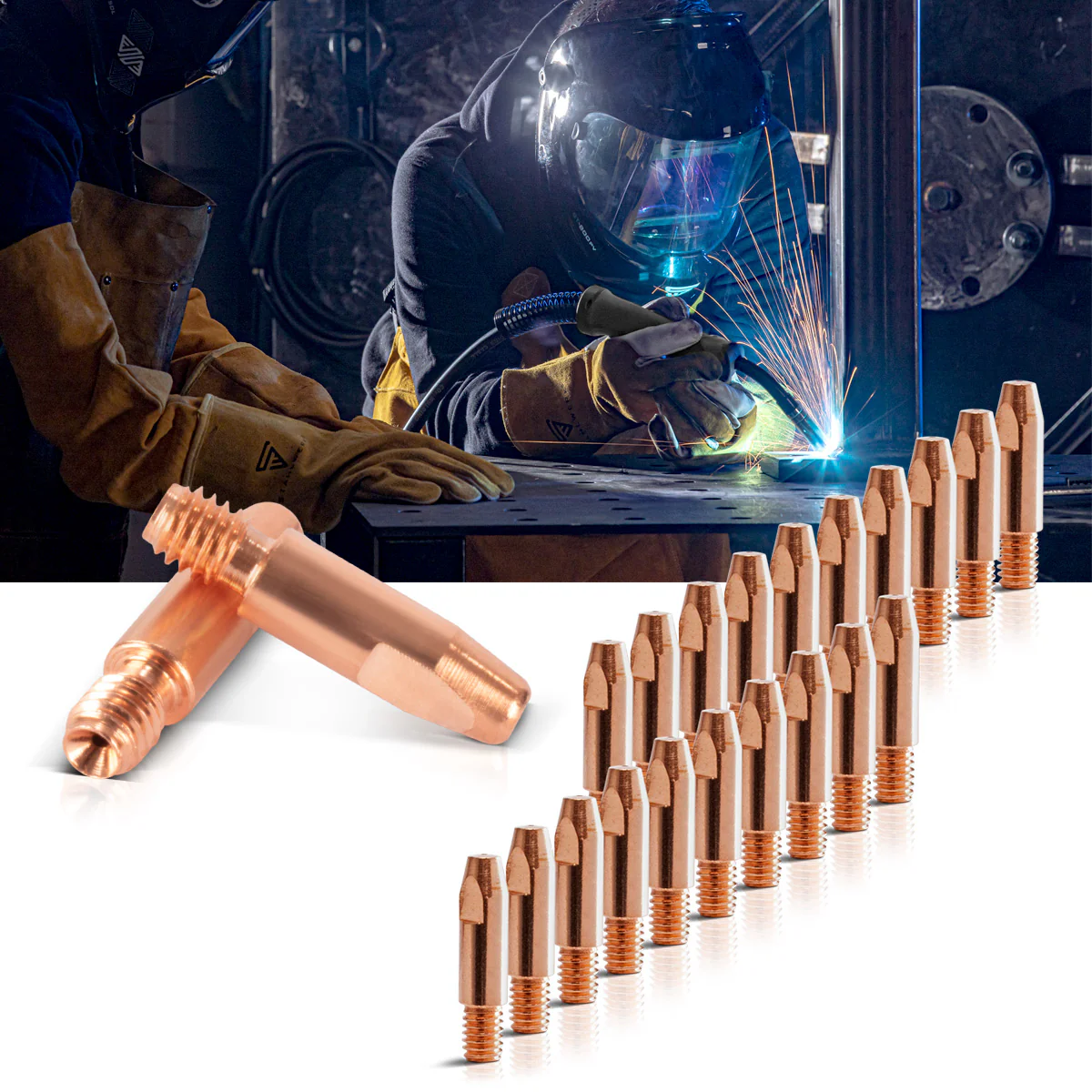 STAHLWERK 20er Set AK25 | MB25 | KD24 | MB24 Stromdüsen | Kontaktdüsen M6x28 in 0,8 mm MIG MAG Verschleißteile Set | Schweißzubehör für Schweißbrenner - Image 6