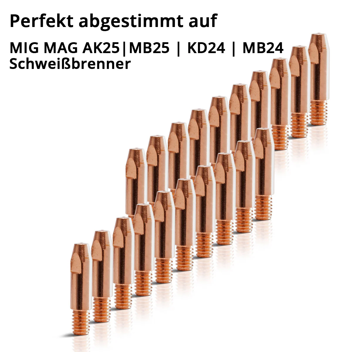 STAHLWERK 20er Set AK25 | MB25 | KD24 | MB24 Stromdüsen | Kontaktdüsen M6x28 in 0,9 mm MIG MAG Verschleißteile Set | Schweißzubehör für Schweißbrenner - Image 4