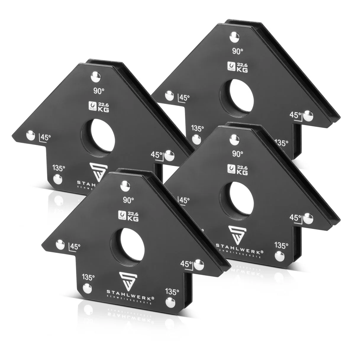 STAHLWERK 4er Set Magnet-Schweißwinkel 22,6 kg | 50 lbs praktischer Schweißmagnet | Magnetwinkel | Schweißpositionierer mit starker Haftkraft - Image 3