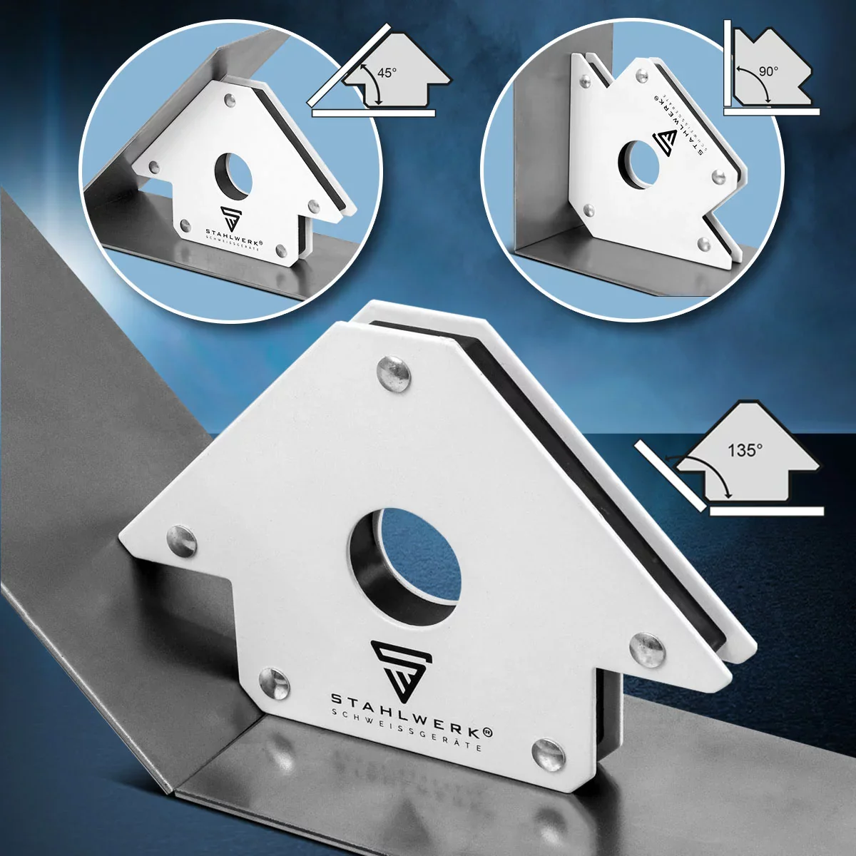 STAHLWERK 6 x Magnet-Schweisswinkel 45° x 90° x 135°, 22,6 kg / 50 lbs 6er Set - Image 5
