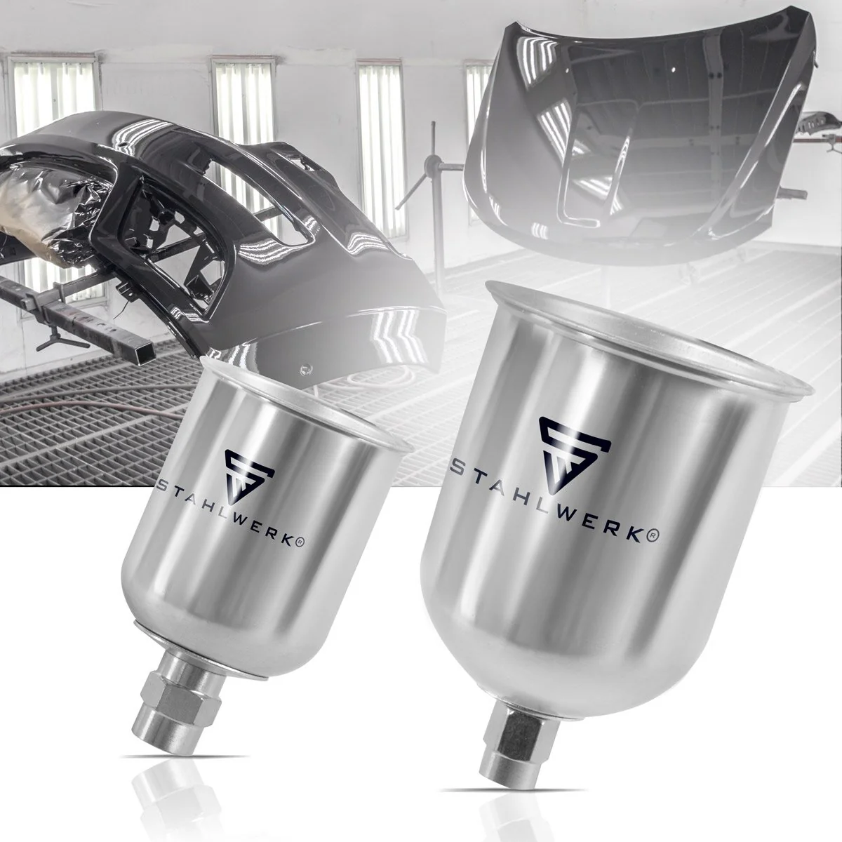 STAHLWERK Alu Lackbecher Set 125 ml / 600ml Farbbecher für Lackierpistole / Spritzpistole / Sprühpistole / Spraypistole - Image 4