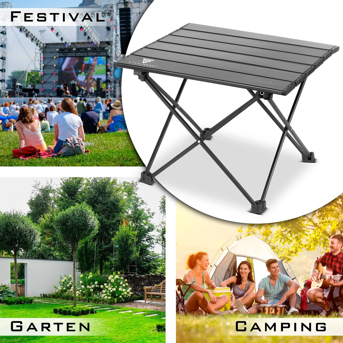 STAHLWERK Aluminium-Falttisch 40 x 34,5 x 30 cm Klapptisch | Campingtisch | Aluminiumtisch | Gartentisch | Campingmöbel | Picknicktisch - Image 10