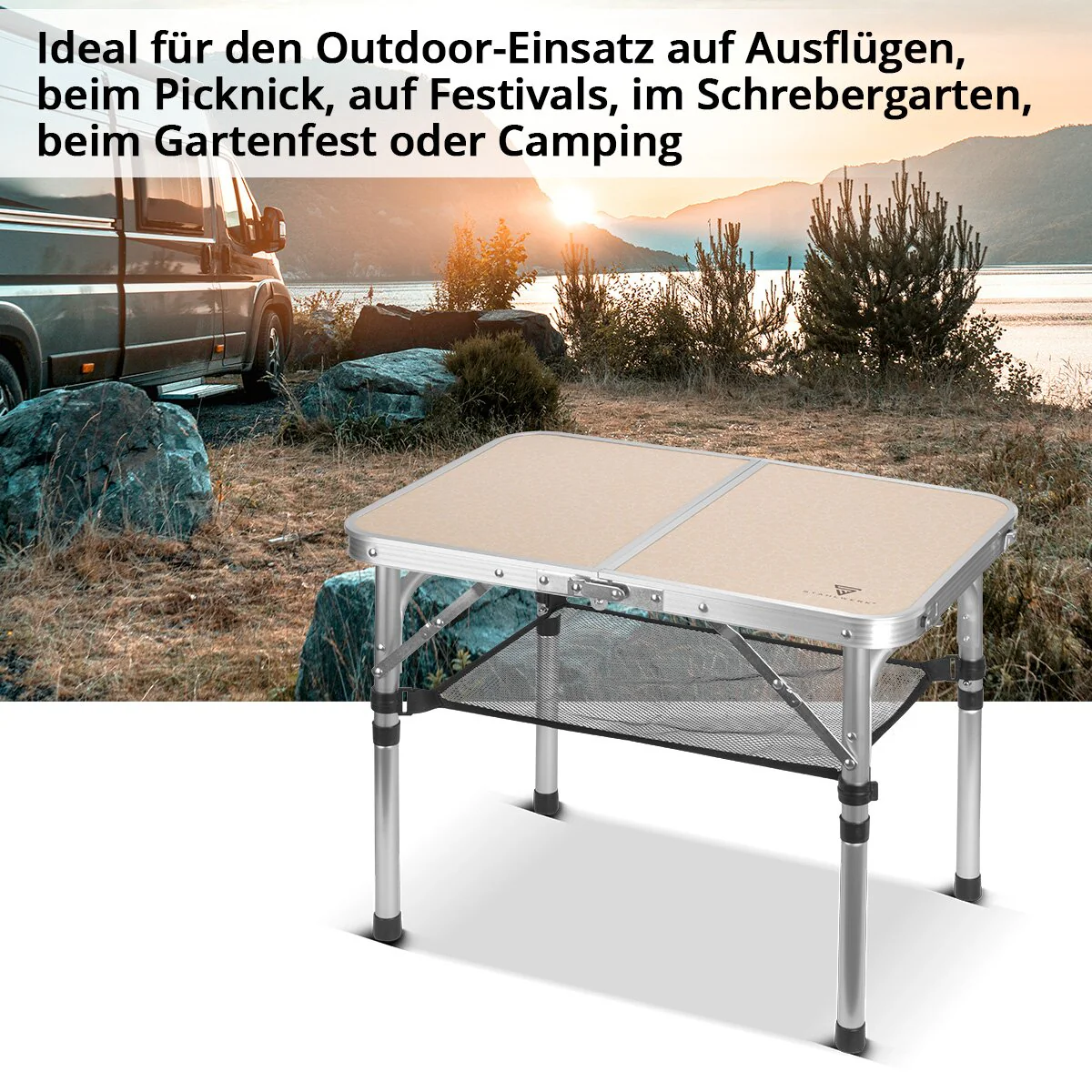 STAHLWERK Aluminium-Klapptisch 60 x 40 x 48 cm Campingtisch | Aluminiumtisch | Gartentisch | Campingmöbel | Falttisch | Picknicktisch - Image 2