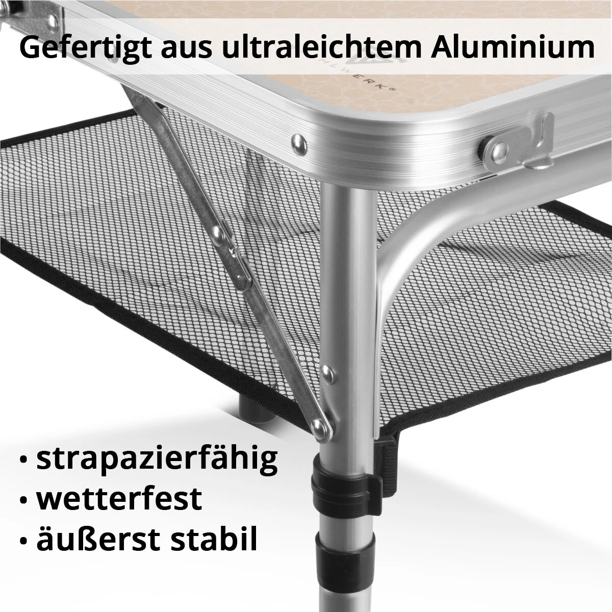 STAHLWERK Aluminium-Klapptisch 60 x 40 x 48 cm Campingtisch | Aluminiumtisch | Gartentisch | Campingmöbel | Falttisch | Picknicktisch - Image 4