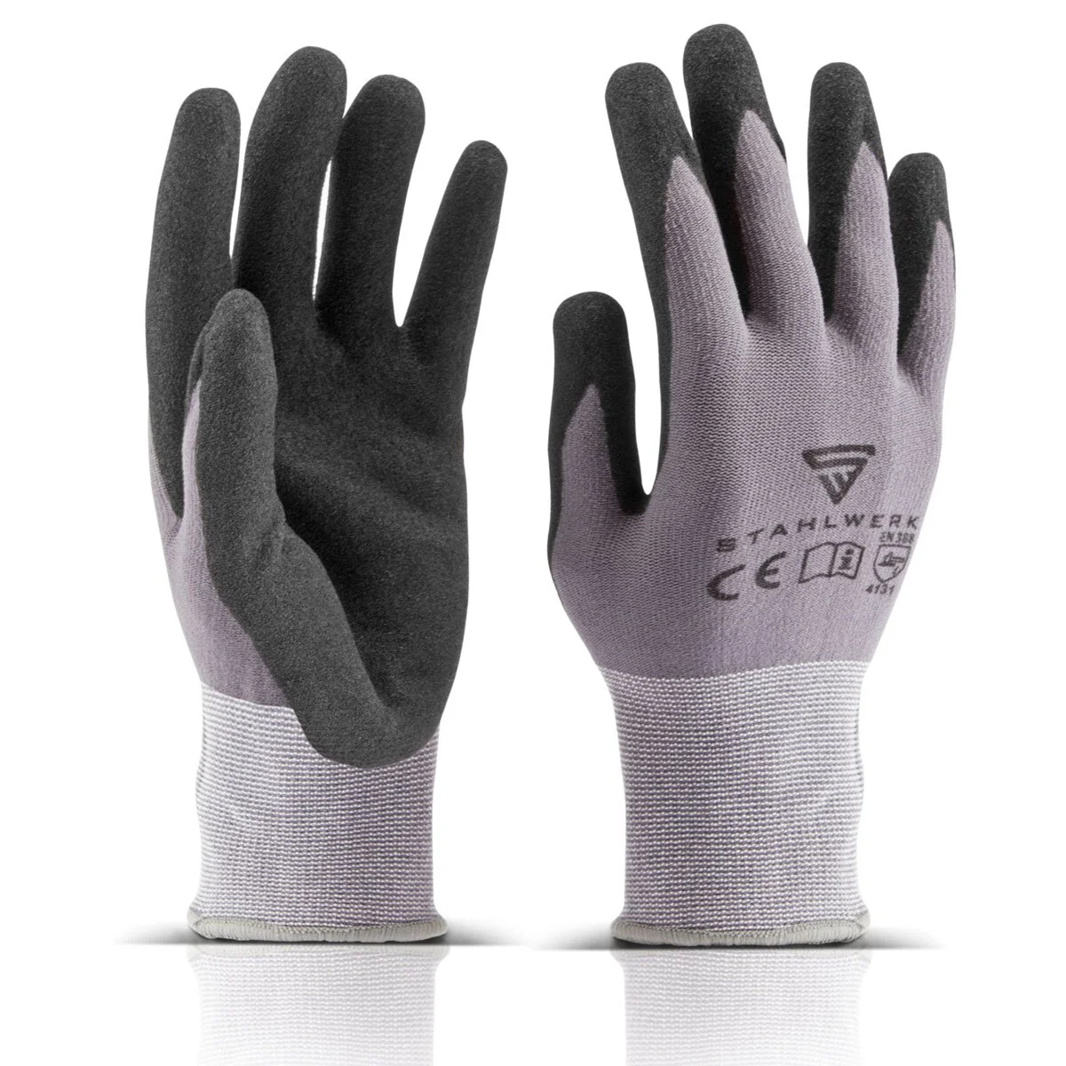 STAHLWERK Arbeits- und Montagehandschuhe Größe L 5er Pack / Schutzkleidung / robust und strapazierfähig aus Nitrilkautschuk - Image 2