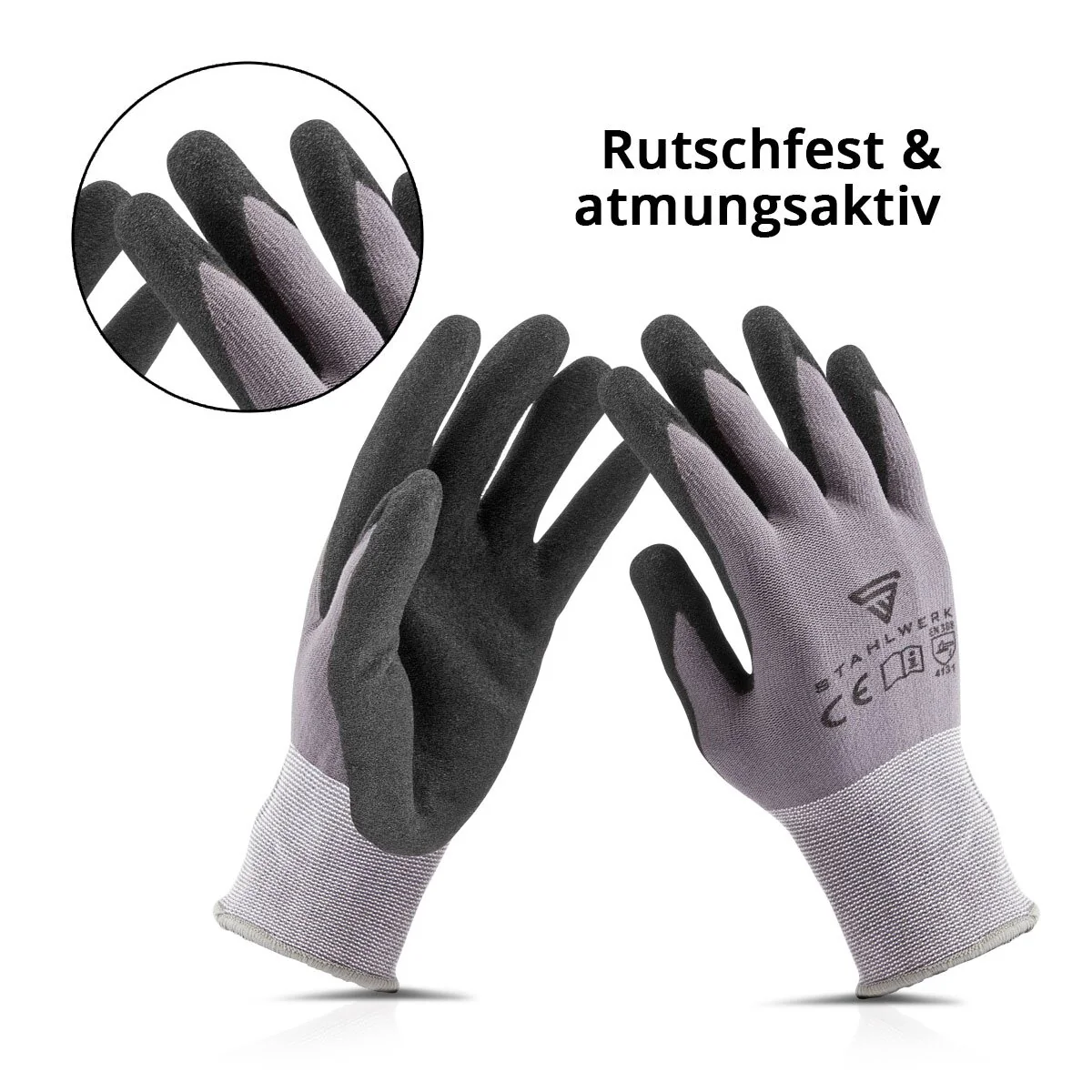 STAHLWERK Arbeits- und Montagehandschuhe Größe XL 5er Pack / Schutzkleidung / robust und strapazierfähig aus Nitrilkautschuk - Image 2