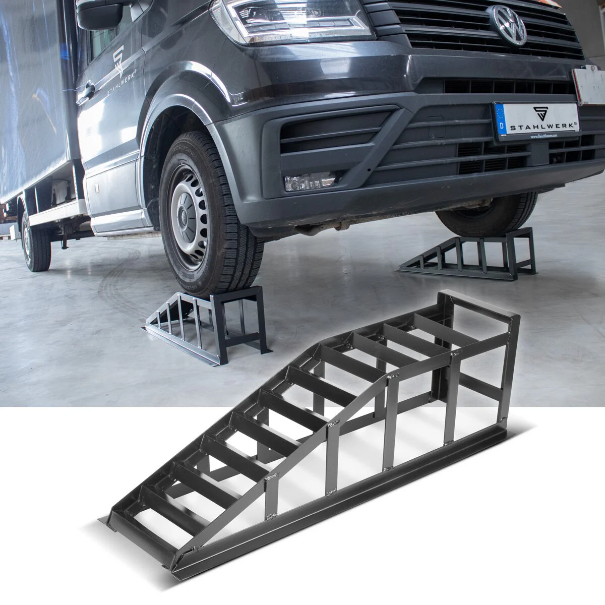 STAHLWERK Auffahrrampe GT-14 ST 2er Set mit 2 Tonnen Tragkraft Auffahrbock | Auto-Rampe | Pkw-Rampe | Kfz-Bock - Image 7