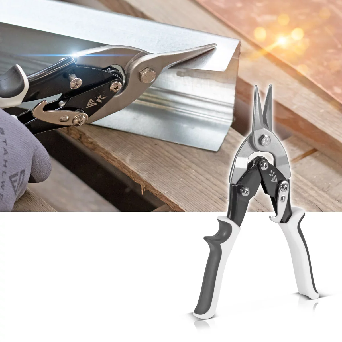 STAHLWERK Blechschere gerader Schnitt Profi-Metallschere | Blechschneider | Metallschneider zum professionellen Schneiden von Metallblechen - Image 8
