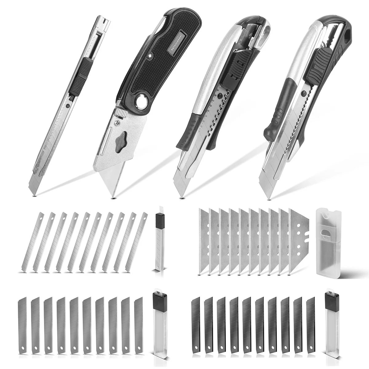 STAHLWERK Cuttermesser 4er Set mit Ersatzklingen Profi Cutter | Teppichmesser | Sicherheitsmesser | Paketmesser | Kartonmesser - Image 3