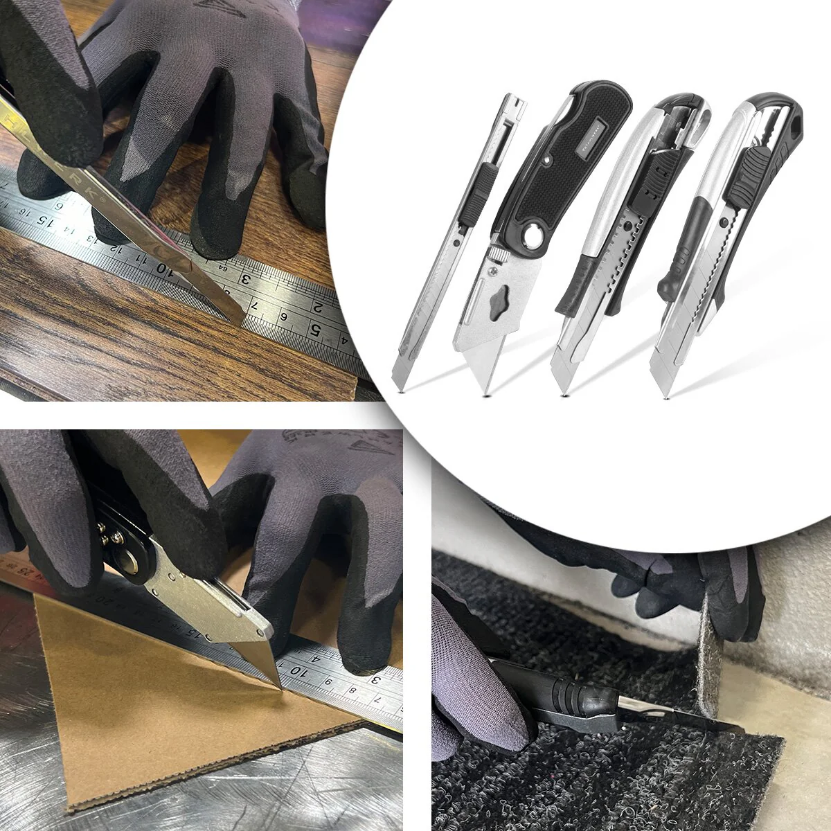 STAHLWERK Cuttermesser 4er Set mit Ersatzklingen Profi Cutter | Teppichmesser | Sicherheitsmesser | Paketmesser | Kartonmesser - Image 5