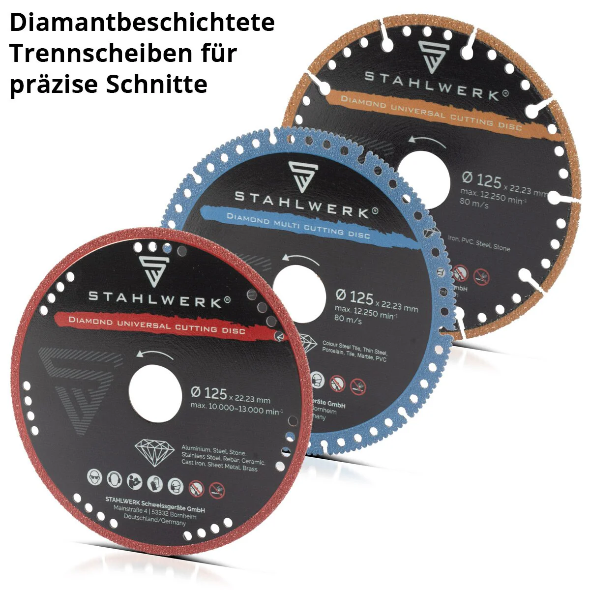 STAHLWERK Diamant-Trennscheiben 3er Set Sägeblatt für verschiedene Materialien | 125 x 22,23 mm - Image 2